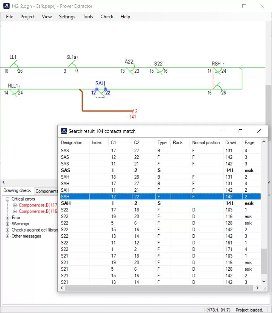 Extractor search in project